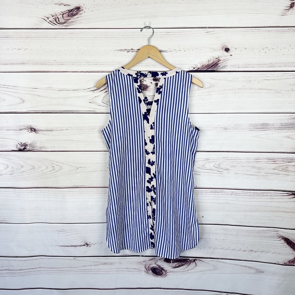 CABI #5357 High Low Blue Floral Blouse Sz Medium - Picture 5 of 8